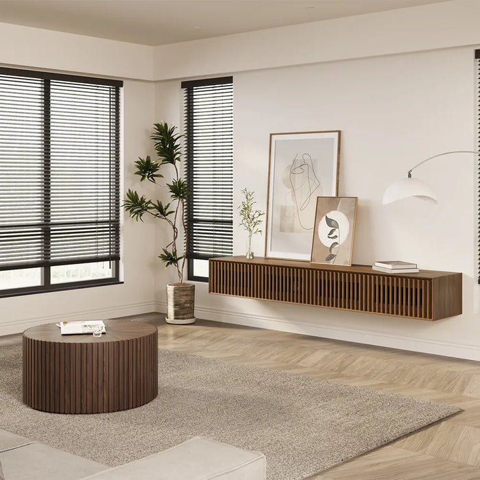 Modern Minimalist Floating TV Stand with 4 Storage Cabinets - Suitable for Living Room