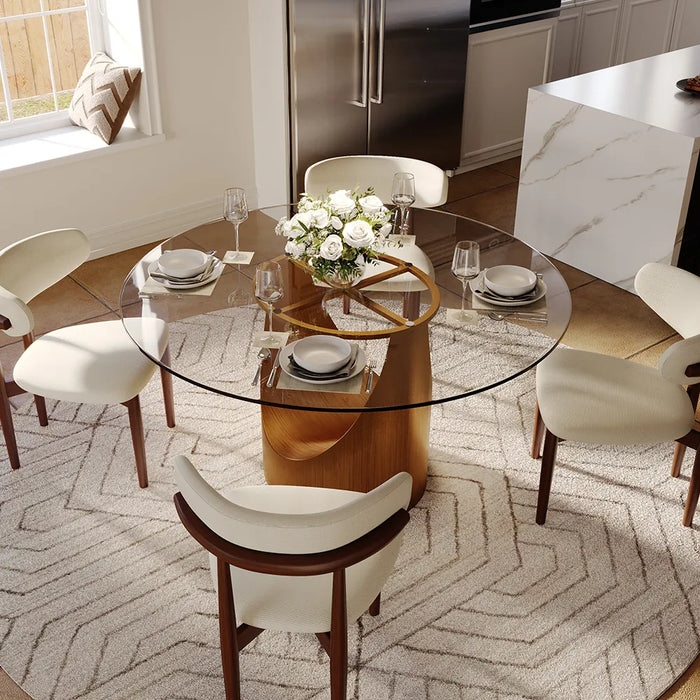 Modern Minimalist Round Dining Table with U-Shaped Base - Seats Up to 6 People, Suitable for Restaurant and Hotel
