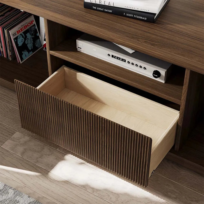Mid-Century Modern TV Stand with 2 Doors and Open DVD Storage - Suitable for Living Room