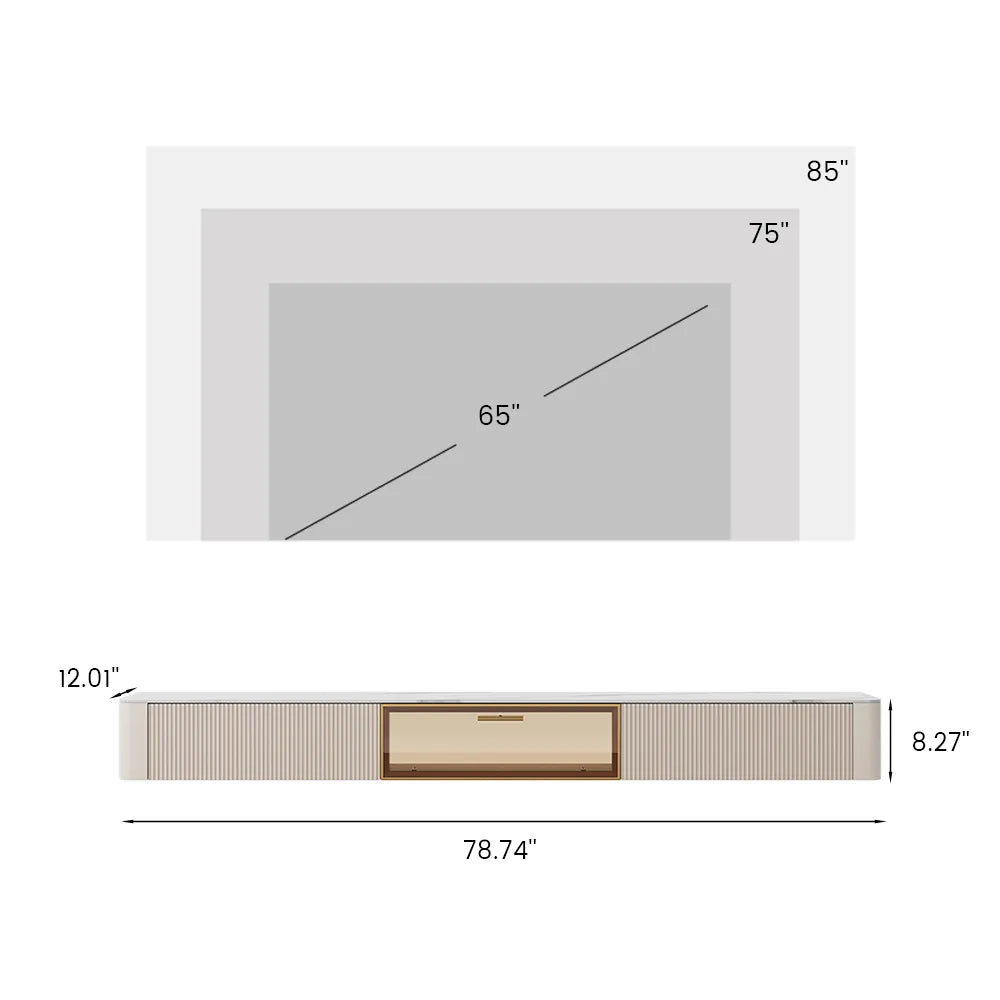 Modern Minimalist Floating TV Stand Entertainment Center with 2 Drawers and Glass Doors - Suitable for Living Room
