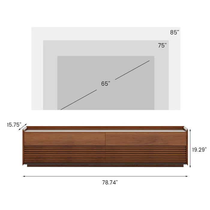Modern Minimalist TV Stand with Upper and Lower Drawers