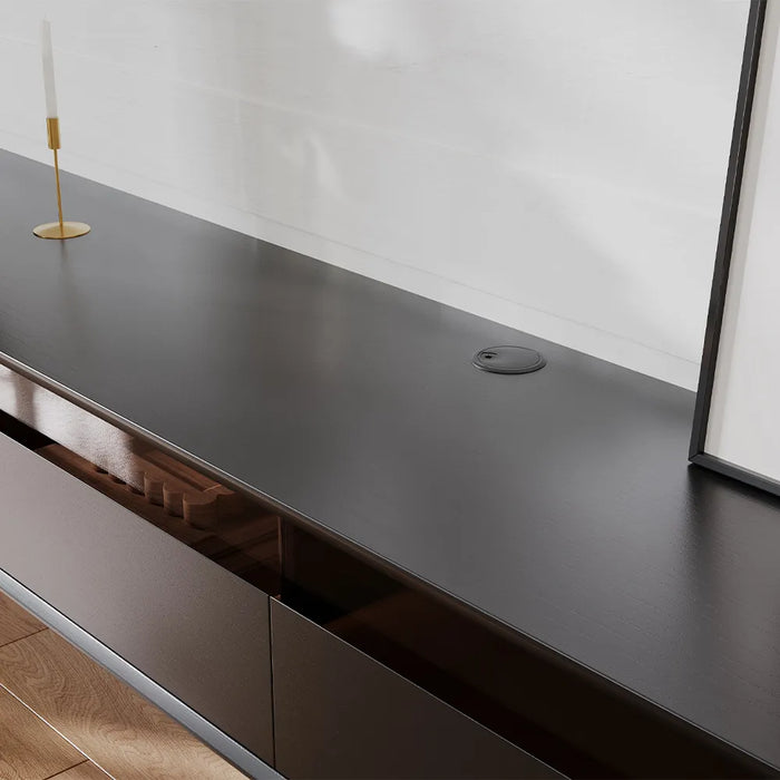 Modern Minimalist Black Floating TV Stand Entertainment Center with Three Drawers - Suitable for Living Room