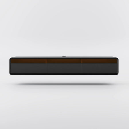 Modern Minimalist Black Floating TV Stand Entertainment Center with Three Drawers - Suitable for Living Room