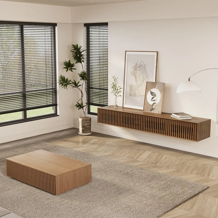Modern Minimalist Floating TV Stand with 4 Storage Cabinets - Suitable for Living Room