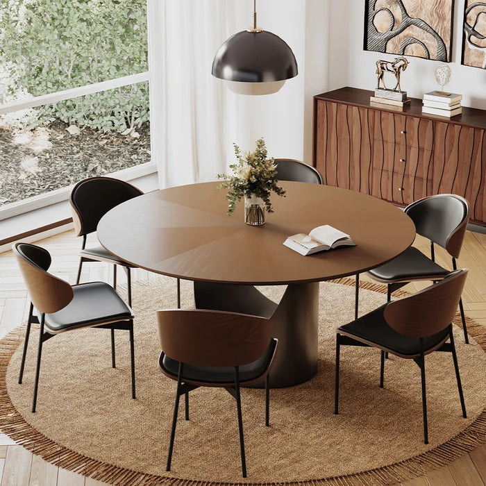Modern Minimalist Round Dining Table with U-Shaped Base - Seats Up to 6 People, Suitable for Restaurant and Hotel