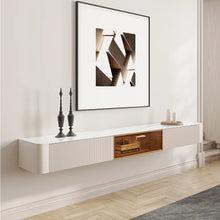 Load image into Gallery viewer, Modern Minimalist Floating TV Stand Entertainment Center with 2 Drawers and Glass Doors - Suitable for Living Room
