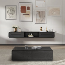 Charger l&#39;image dans la galerie, Modern Minimalist Black Floating TV Stand Entertainment Center with 2 Drawers and Open Shelf - Suitable for Living Room
