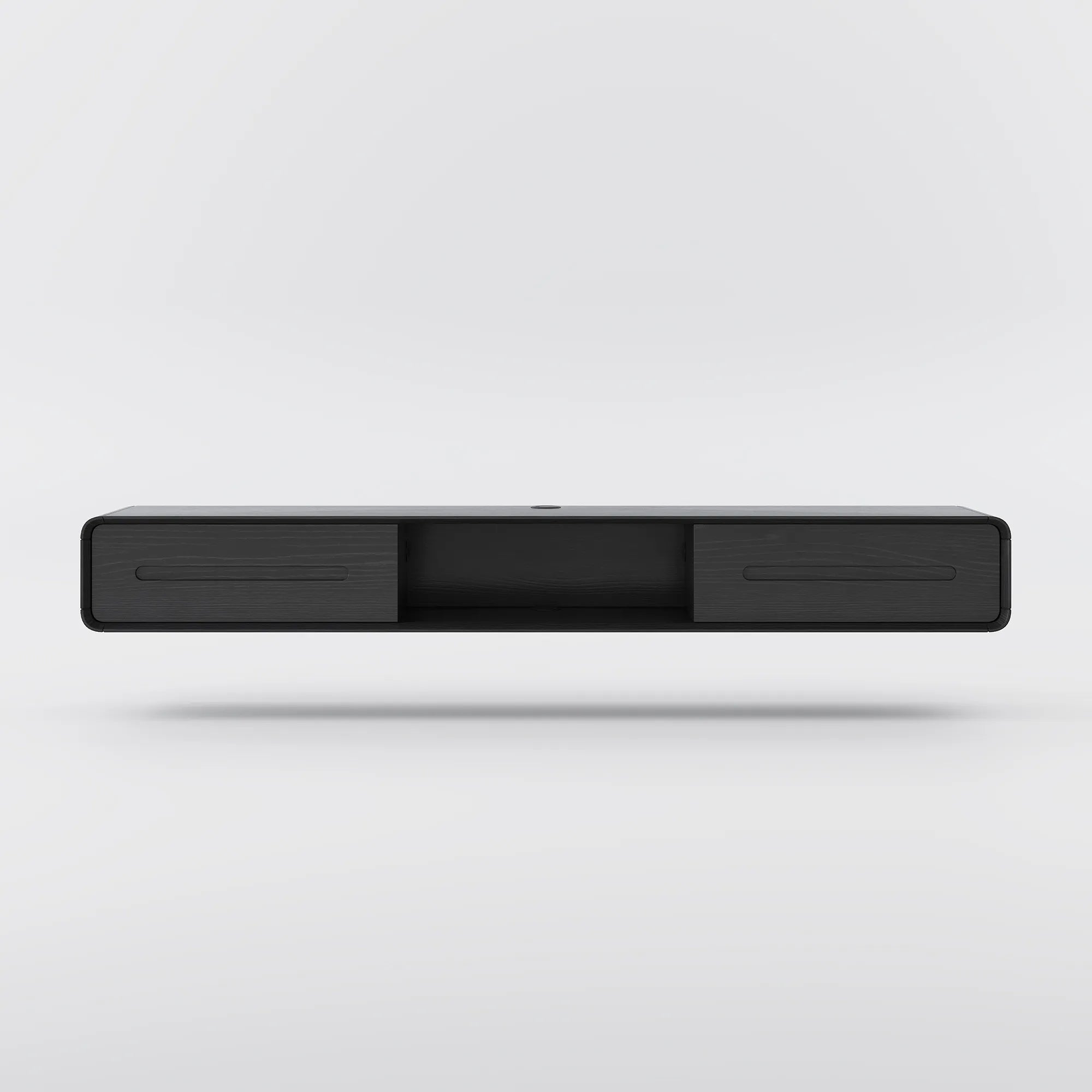 Modern Minimalist Black Floating TV Stand Entertainment Center with 2 Drawers and Open Shelf - Suitable for Living Room