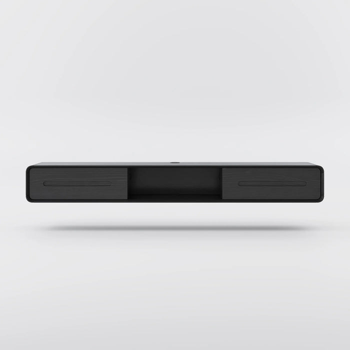 Modern Minimalist Black Floating TV Stand Entertainment Center with 2 Drawers and Open Shelf - Suitable for Living Room