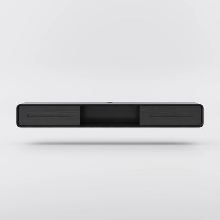 Modern Minimalist Black Floating TV Stand Entertainment Center with 2 Drawers and Open Shelf - Suitable for Living Room