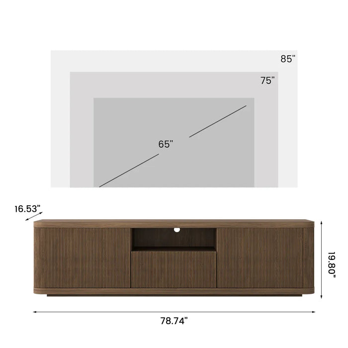 Mid-Century Modern TV Stand with 2 Doors and Open DVD Storage - Suitable for Living Room