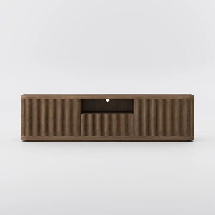 Mid-Century Modern TV Stand with 2 Doors and Open DVD Storage - Suitable for Living Room