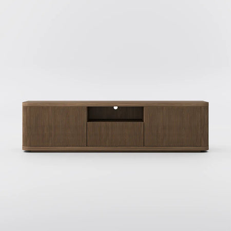 Mid-Century Modern TV Stand with 2 Doors and Open DVD Storage - Suitable for Living Room