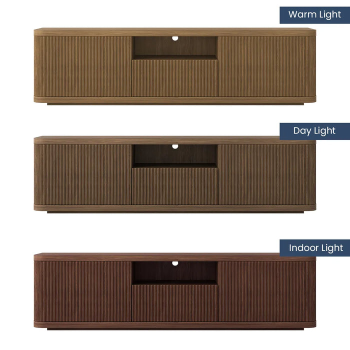 Mid-Century Modern TV Stand with 2 Doors and Open DVD Storage - Suitable for Living Room