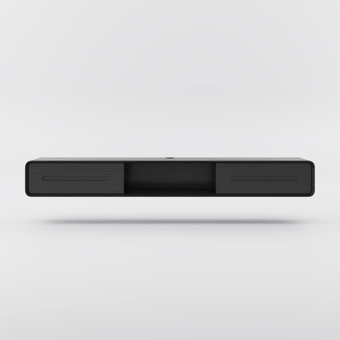 Modern Minimalist Black Floating TV Stand Entertainment Center with 2 Drawers and Open Shelf - Suitable for Living Room