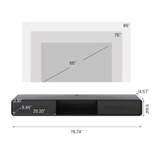 Charger l&#39;image dans la galerie, Modern Minimalist Black Floating TV Stand Entertainment Center with 2 Drawers and Open Shelf - Suitable for Living Room
