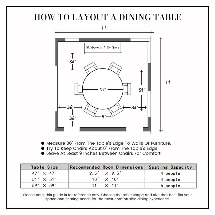 59" Modern Round Sintered Stone Dining Table for 6