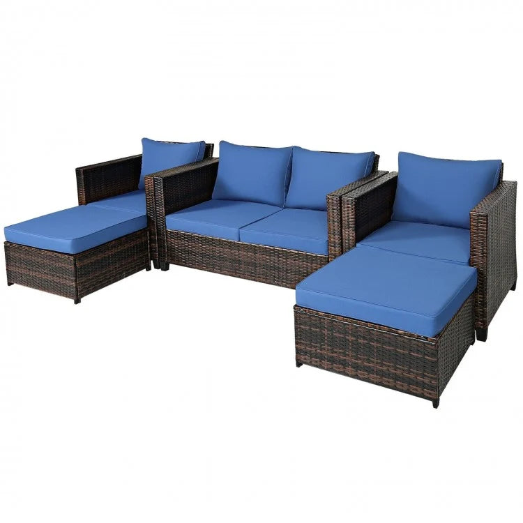 Costway Huge Sectional Couch 5-Piece Set with Removable Cushions - Suitable for Backyard and Pool