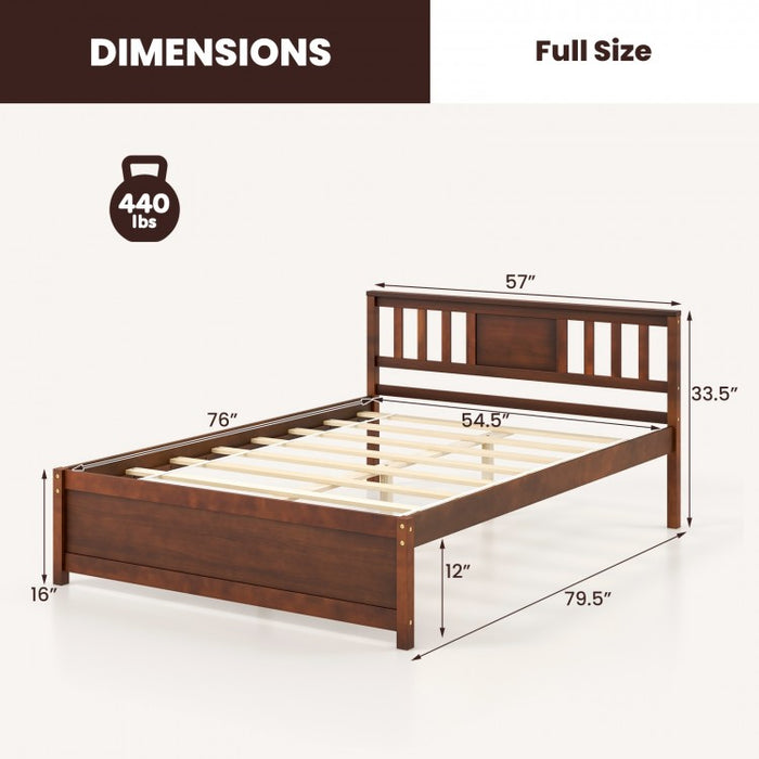 Costway Furniture:Rustic Vintage Wooden Bed with Headboard