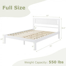 Charger l&#39;image dans la galerie, White Minimalist Solid Wood Bed Frame with Headboard

