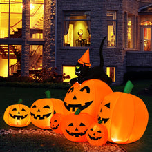 Load image into Gallery viewer, Halloween Inflatable Pumpkin Set 7-Piece with Built-in Blower - Suitable for Halloween Decorations, Parties, and Events
