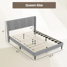Load image into Gallery viewer, Modern Grey Upholstered Headboard Bedroom Bed
