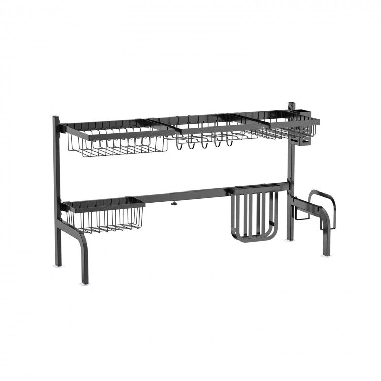 Multifunctional Black 2-Tier Dish Drying Rack for Over Sink