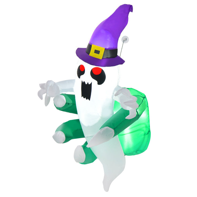 Halloween Inflatable Ghost with Witch Hat - Suitable for Halloween Themed Party Decorations