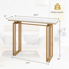 Charger l&#39;image dans la galerie, 43.5 Inch Artificial Marble Entryway Console Table with Heavy Duty Metal Frame
