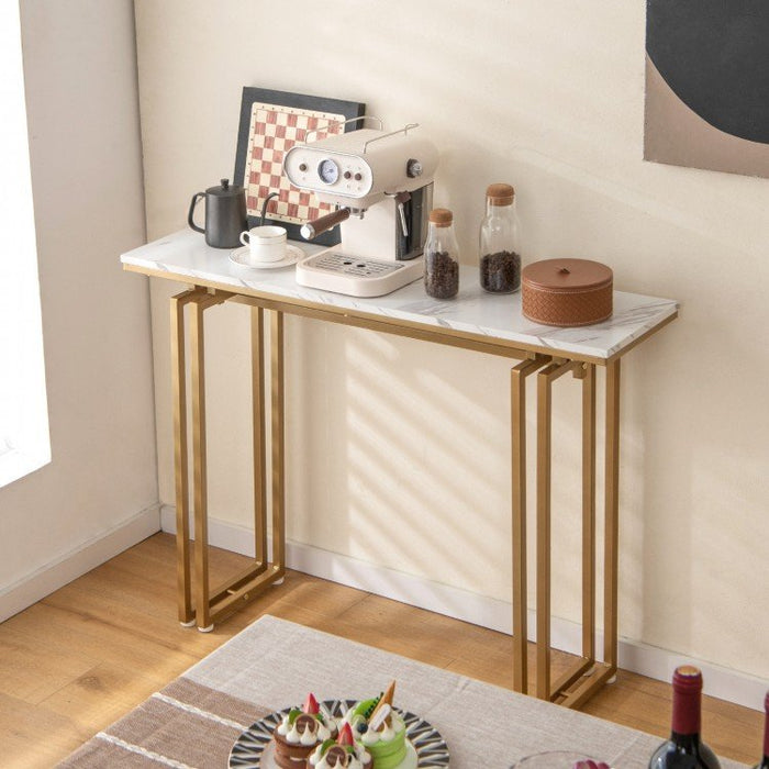 43.5 Inch Artificial Marble Entryway Console Table with Heavy Duty Metal Frame