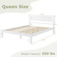 Charger l&#39;image dans la galerie, White Minimalist Solid Wood Bed Frame with Headboard
