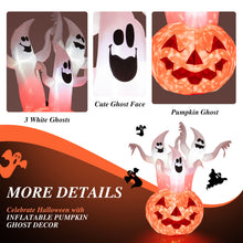 Charger l&#39;image dans la galerie, Halloween Inflatable Ghost Pumpkin with Built-in Spinning Flame Light - Suitable for Trick-or-Treat Events and Parties

