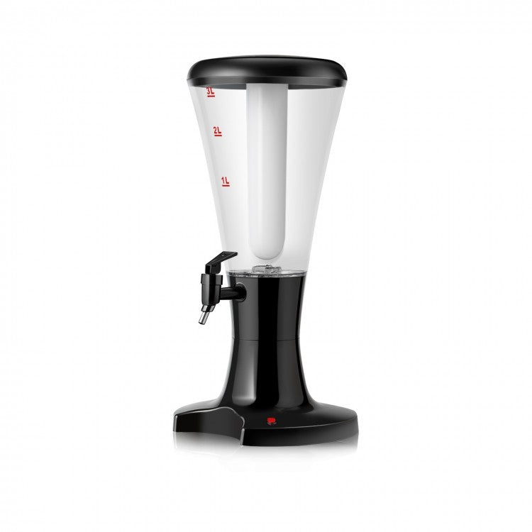 Black Portable 3L Beer Tower Dispenser with LED Lights - Ideal for Kitchen and Holiday Parties