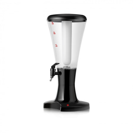 Black Portable 3L Beer Tower Dispenser with LED Lights - Ideal for Kitchen and Holiday Parties