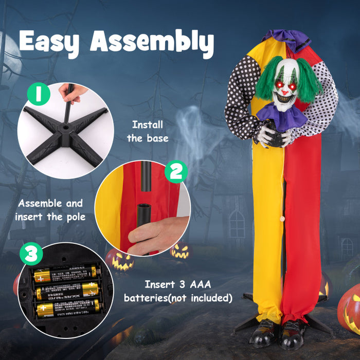 Halloween Electronic Clown with Pre-recorded Phrases and LED Eyes - Suitable for Scary Parties and Haunted Houses