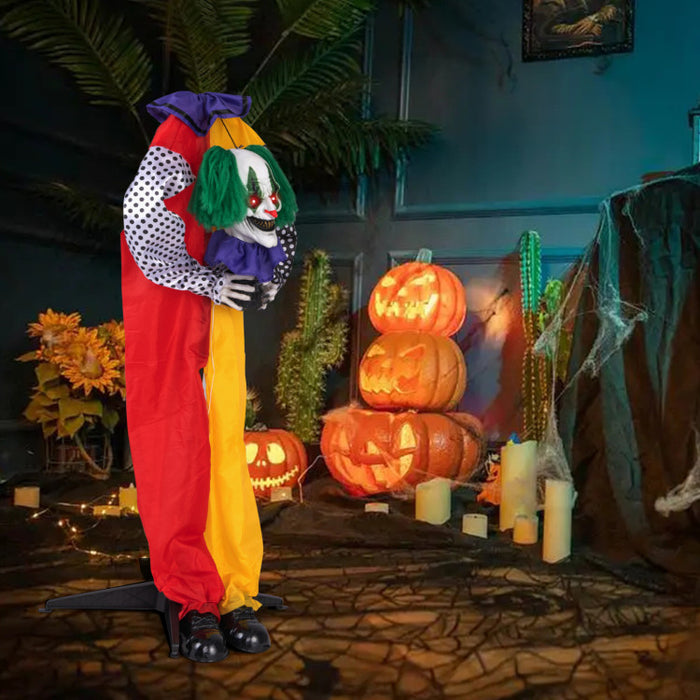 Halloween Electronic Clown with Pre-recorded Phrases and LED Eyes - Suitable for Scary Parties and Haunted Houses