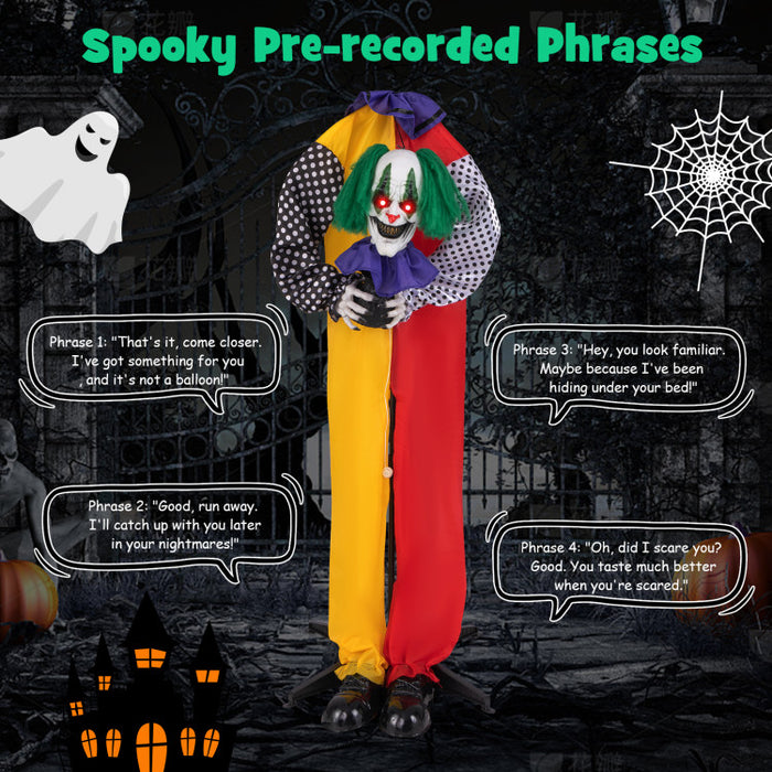 Halloween Electronic Clown with Pre-recorded Phrases and LED Eyes - Suitable for Scary Parties and Haunted Houses