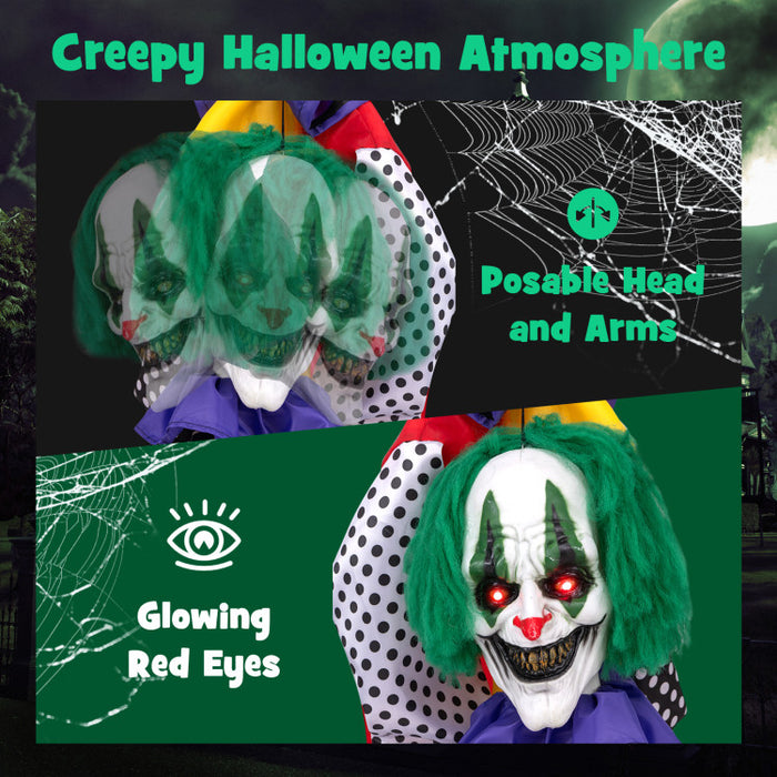Halloween Electronic Clown with Pre-recorded Phrases and LED Eyes - Suitable for Scary Parties and Haunted Houses