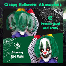 Charger l&#39;image dans la galerie, Halloween Electronic Clown with Pre-recorded Phrases and LED Eyes - Suitable for Scary Parties and Haunted Houses
