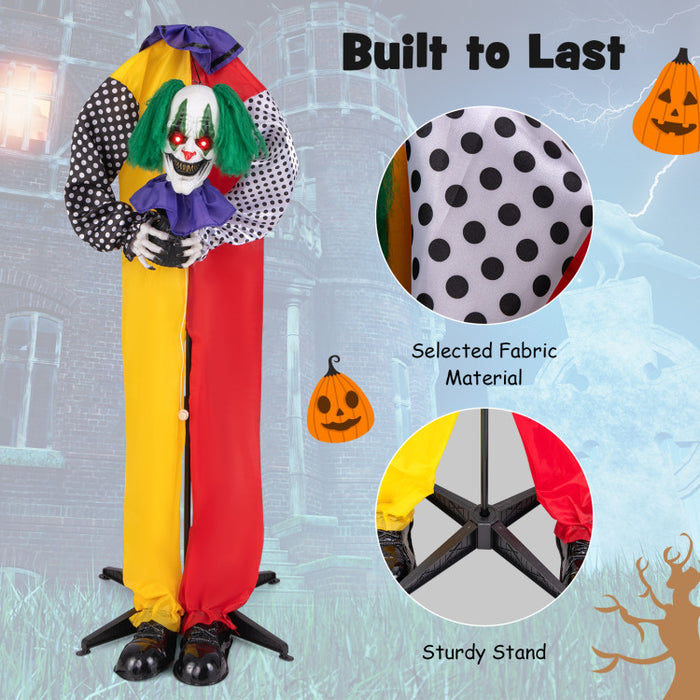 Halloween Electronic Clown with Pre-recorded Phrases and LED Eyes - Suitable for Scary Parties and Haunted Houses