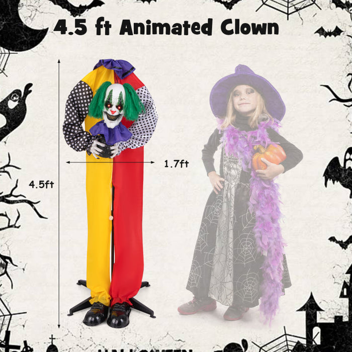 Halloween Electronic Clown with Pre-recorded Phrases and LED Eyes - Suitable for Scary Parties and Haunted Houses