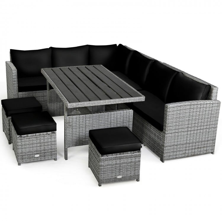 7-Piece Modern Outdoor Wicker Sofa Set with Coffee Table