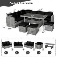 Charger l&#39;image dans la galerie, 7-Piece Modern Outdoor Wicker Sofa Set with Coffee Table
