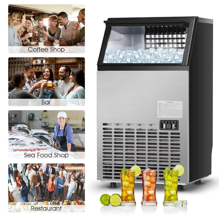 Built-In Stainless Steel Commercial 110Lbs/24H Ice Maker Portable Ice Machine