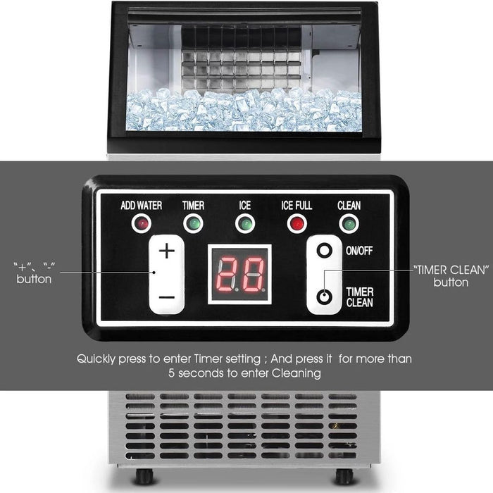 Built-In Stainless Steel Commercial 110Lbs/24H Ice Maker Portable Ice Machine