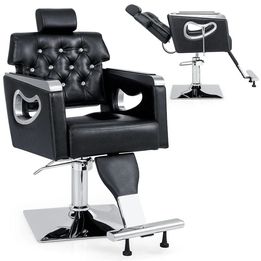 Adjustable Barber Chair Heavy-Duty Hydraulic Pump Salon Chair 360° Rotation