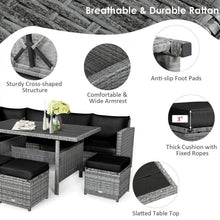 Charger l&#39;image dans la galerie, 7-Piece Modern Outdoor Wicker Sofa Set with Coffee Table
