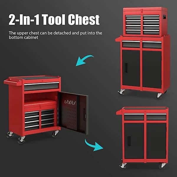 5-Drawer Rolling Tool Chest High Capacity Tool Storage Cabinet w/ Lockable Wheel