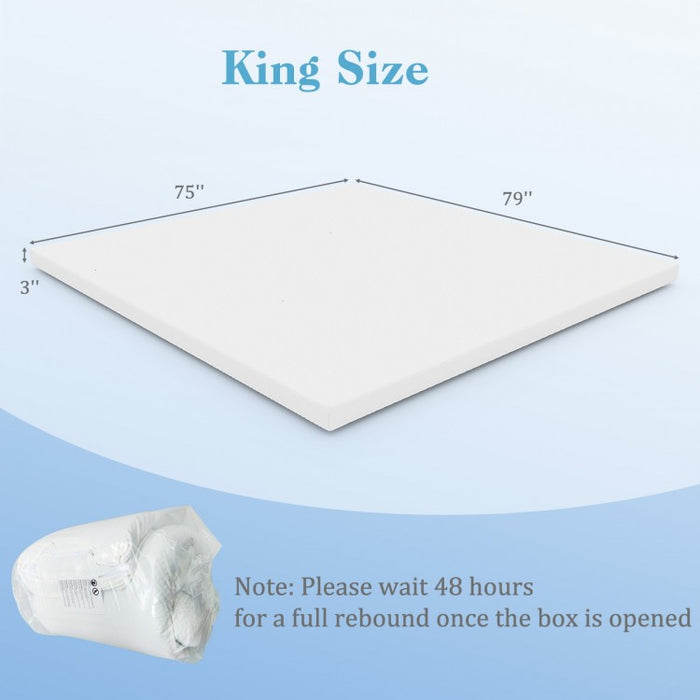 White Cooling Gel Memory Foam Mattress Topper