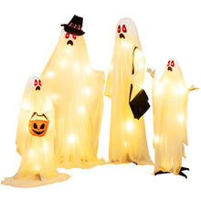 Load image into Gallery viewer, Halloween White Cloth Ghost Family 4-Piece Set with LED Lights - Suitable for Halloween Decorations, Haunted Houses, and Parties
